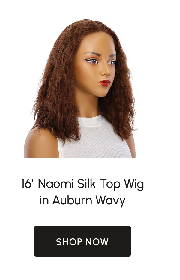 16" Naomi Silk Top Wig in Auburn Wavy