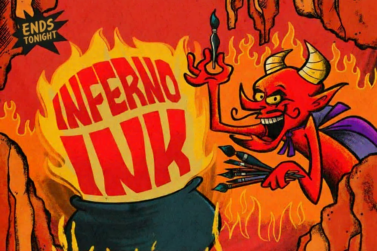 an image of a painting of a devil with a knife and a pot of food