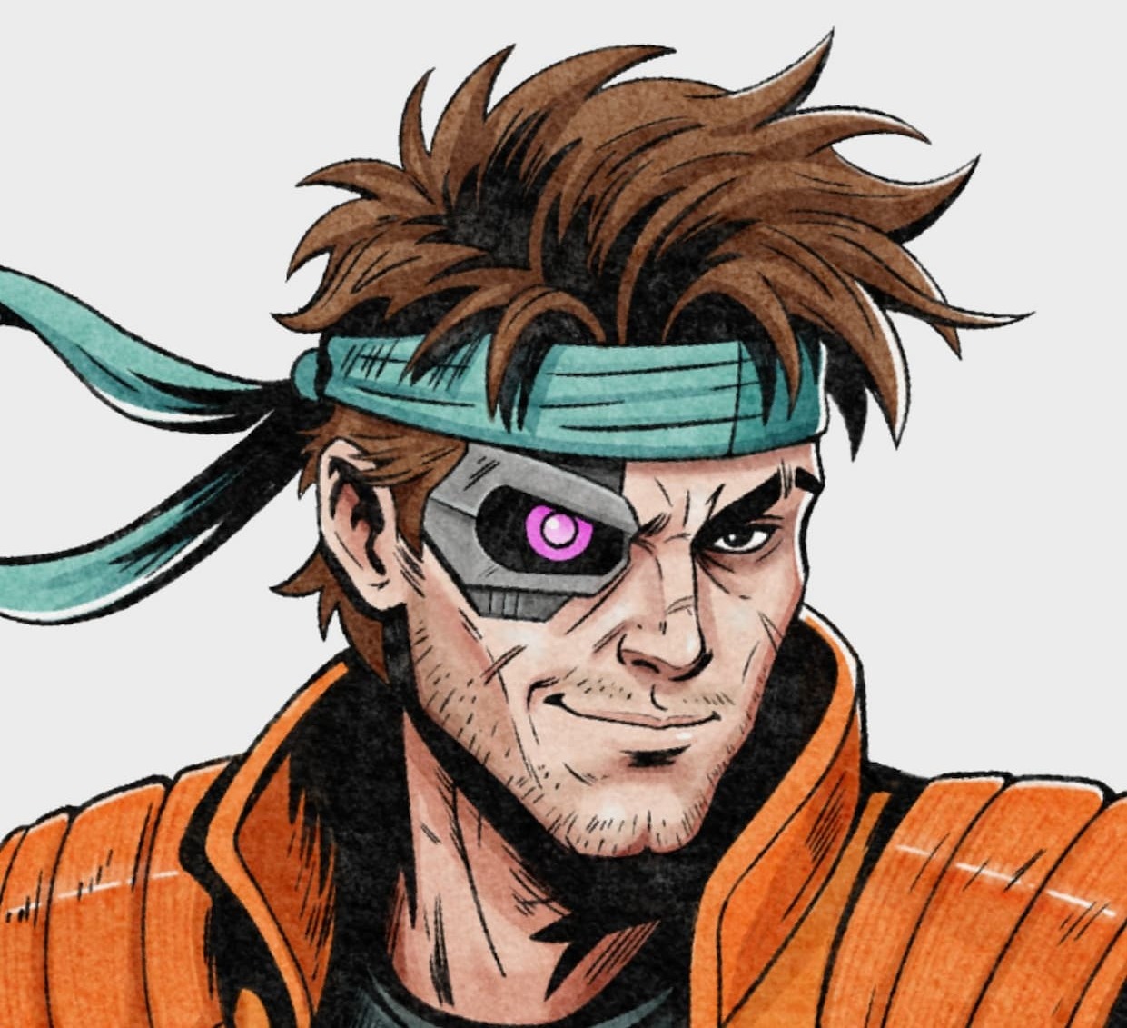 1980s style comic character created with alcohol markers