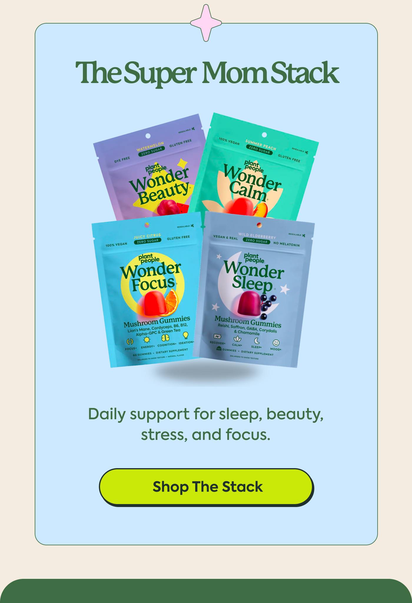 TheSuper Mom Stack | Daily support for sleep, beauty, stress, and focus.