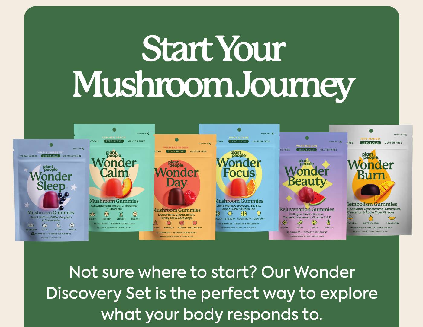 Start Your Mushroom Journey Not sure where to start? Our Wonder Discovery Set is the perfect way to explore what your body responds to.