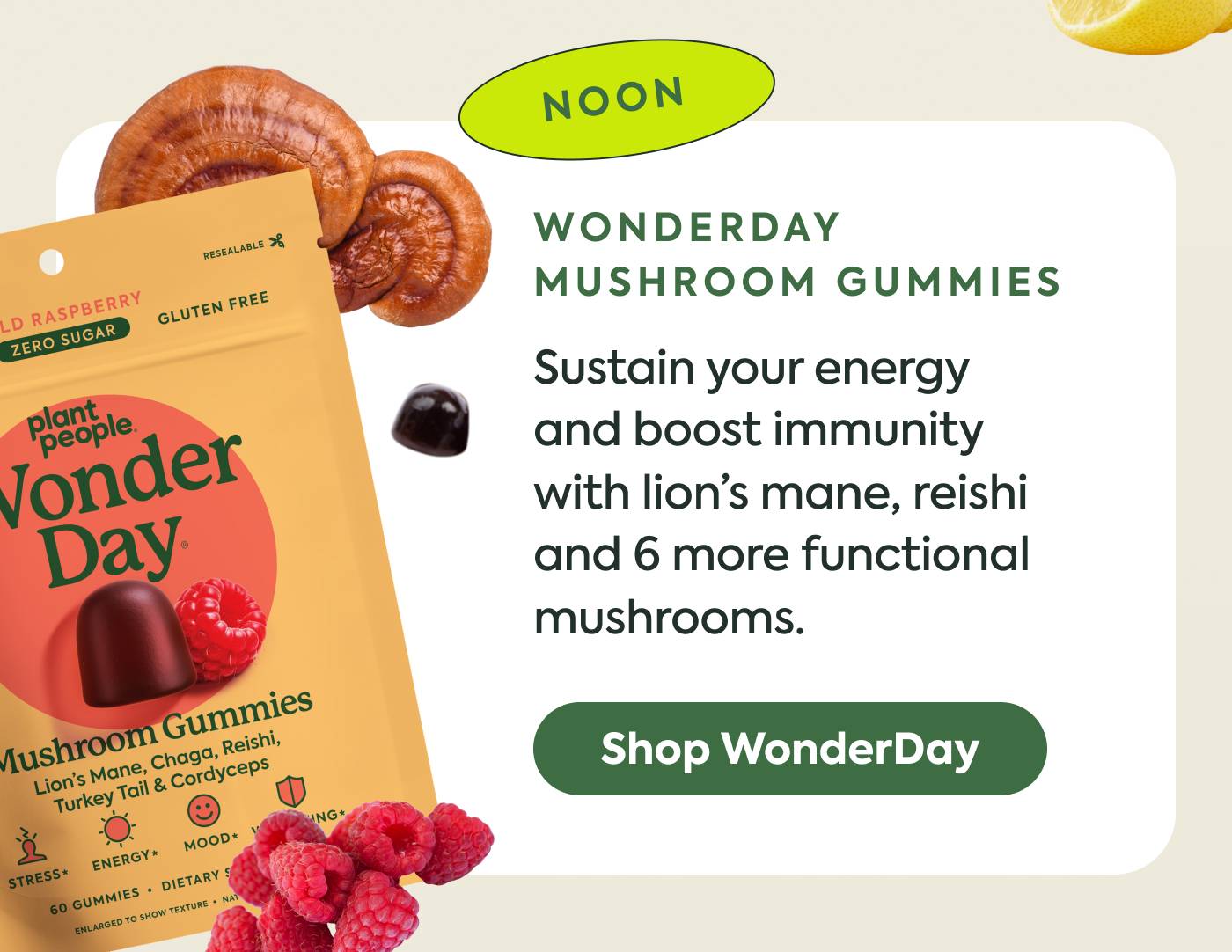 Sustain your energy and boost immunity with lion’s mane, reishi and 6 more functional mushrooms. Shop WonderDay
