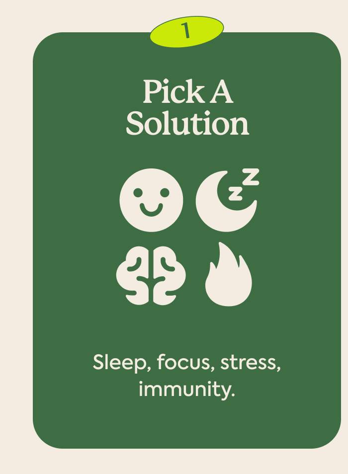Pick A solution: Sleep, Focus, stress, immunity