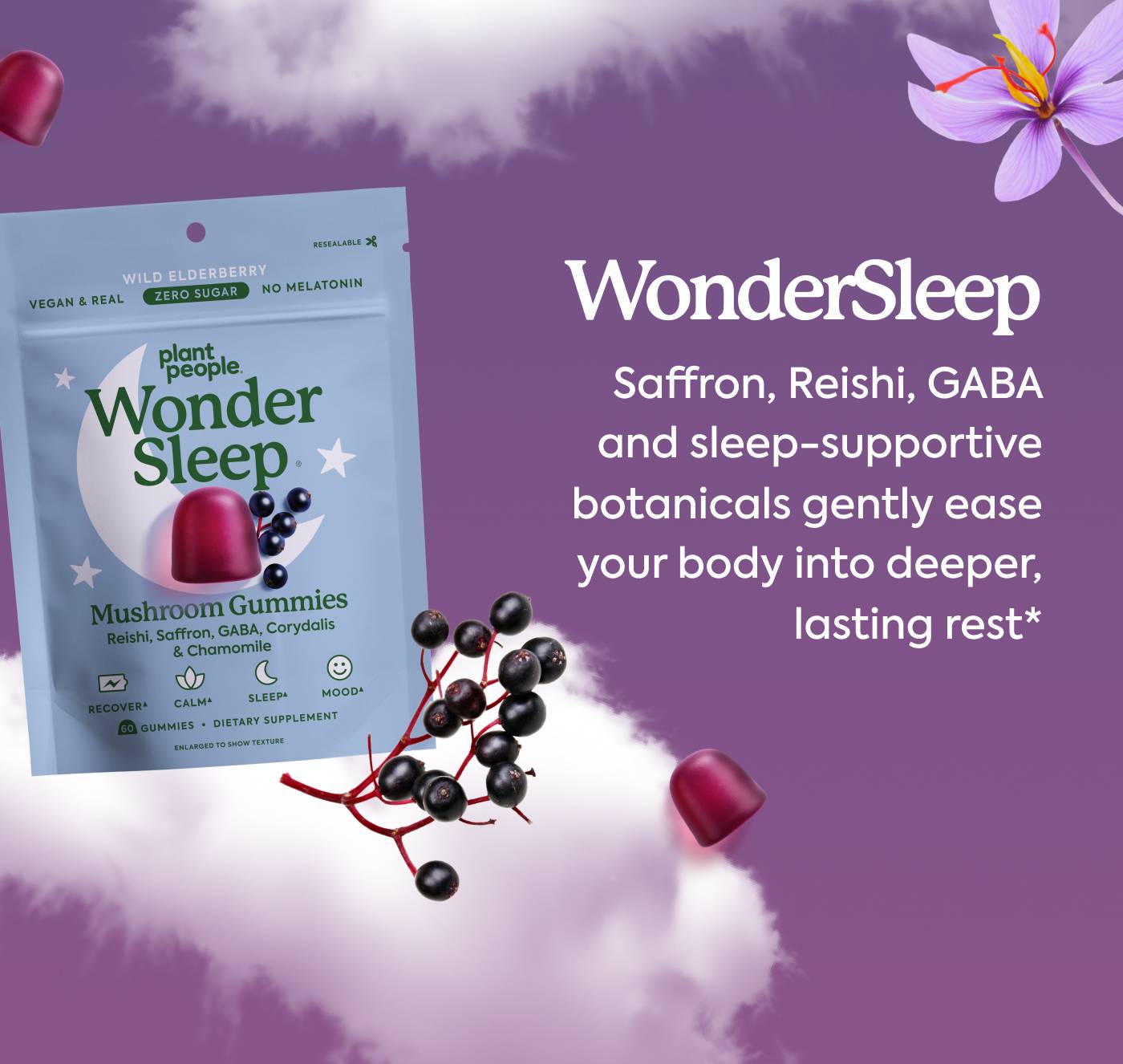 WonderSleep: Saffron, Reishi, GABA and sleep-supportive botanicals gently ease your body into deeper, lasting rest* WonderSleep: Saffron, Reishi, GABA and sleep-supportive botanicals gently ease your body into deeper, lasting rest*