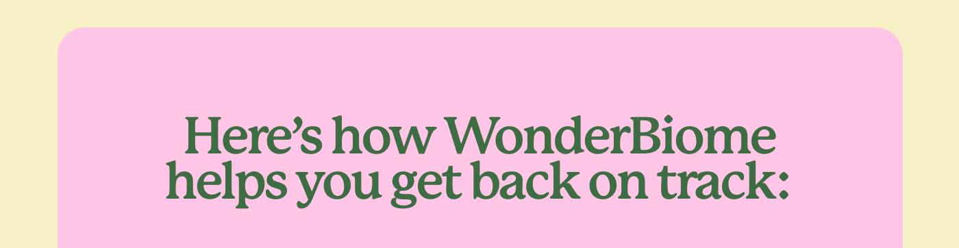 Here’s how WonderBiome helps you get back on track: Here’s how WonderBiome helps you get back on track: