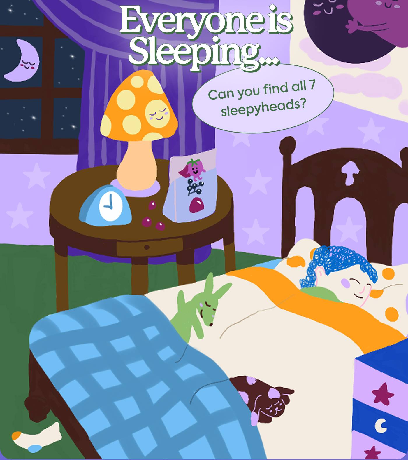 Everyone is Sleeping... Can you find all 7 sleepyheads?
