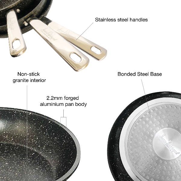Stonetastic Granite Non-Stick Frying Pans - Set of 3