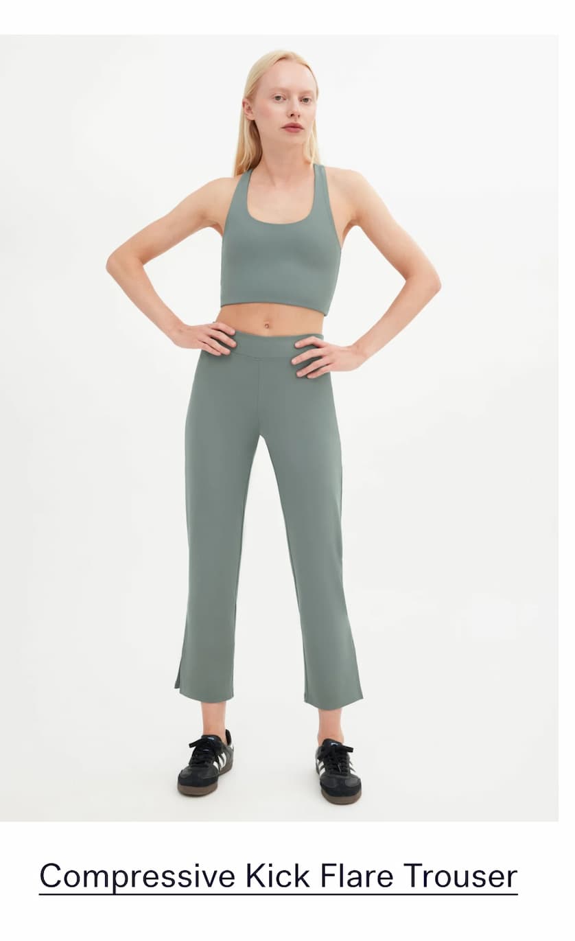 girlfriend collective compressive kick flare trouser