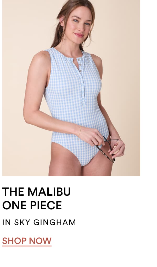 THE MALIBU ONE PIECE IN SKY GINGHAM | SHOP NOW