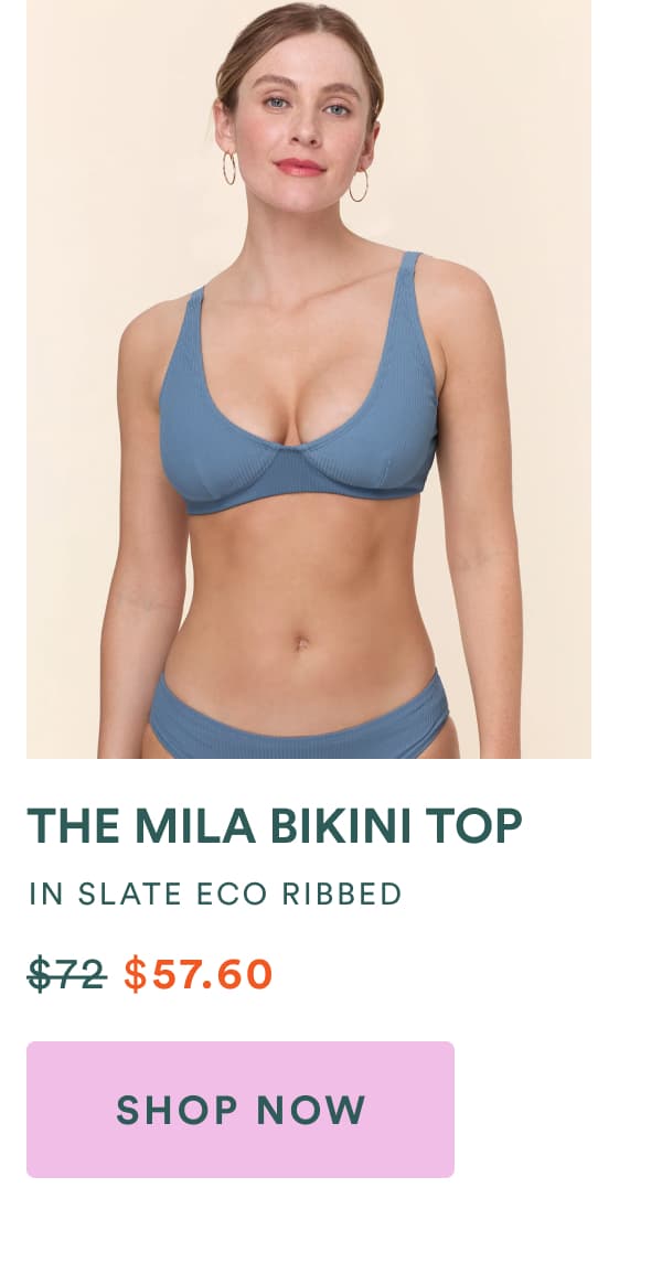 The Mila Bikini Top IN SLATE ECO RIBBED | SHOP NOW