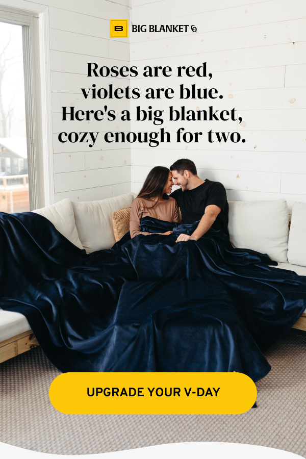 Roses are red,  violets are blue. Here's a big blanket, cozy enough for two.
