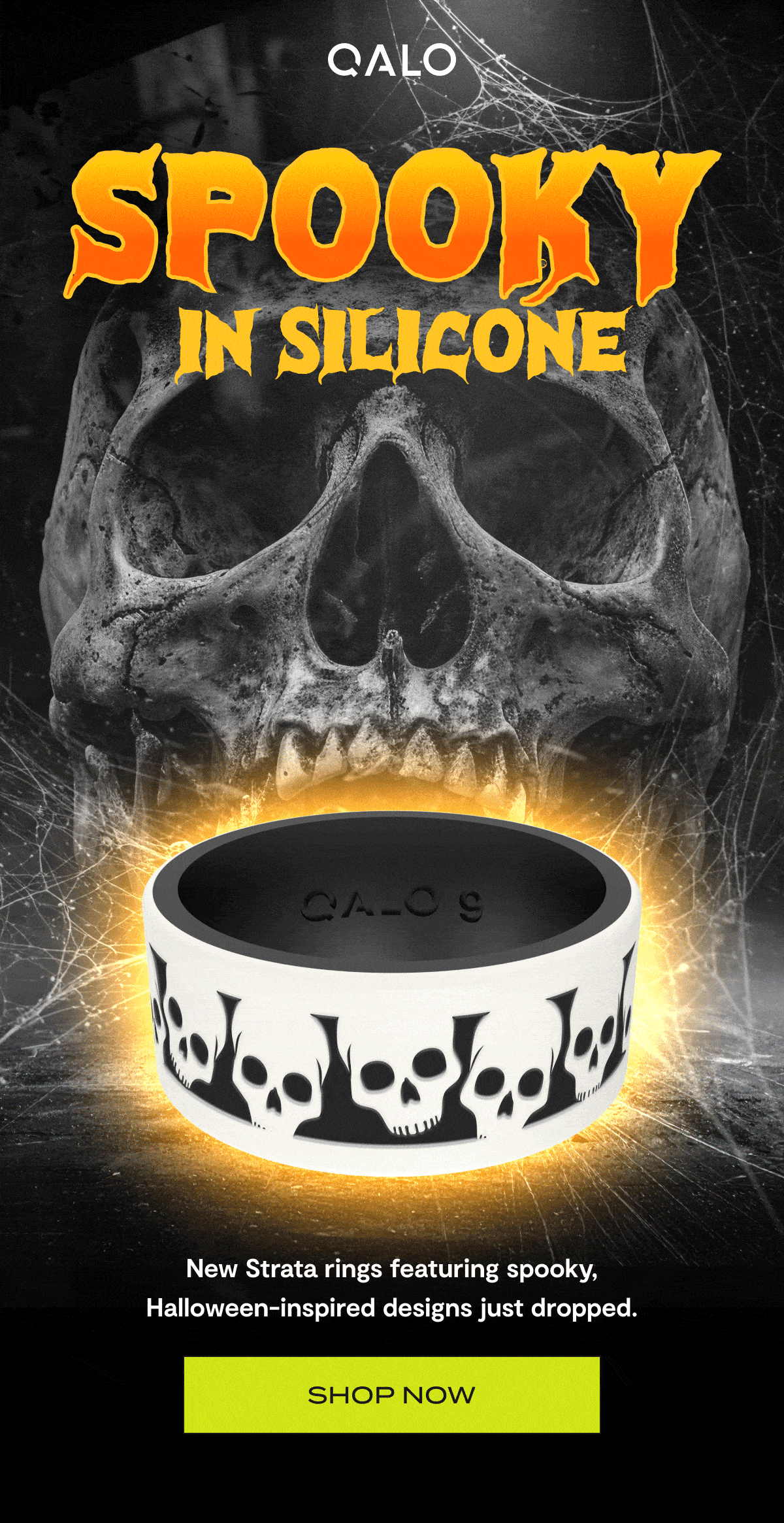 Qalo | Spooky in Silicone | New Strata rings featuring spooky, Halloween-inspired designs just dropped. | Shop Now