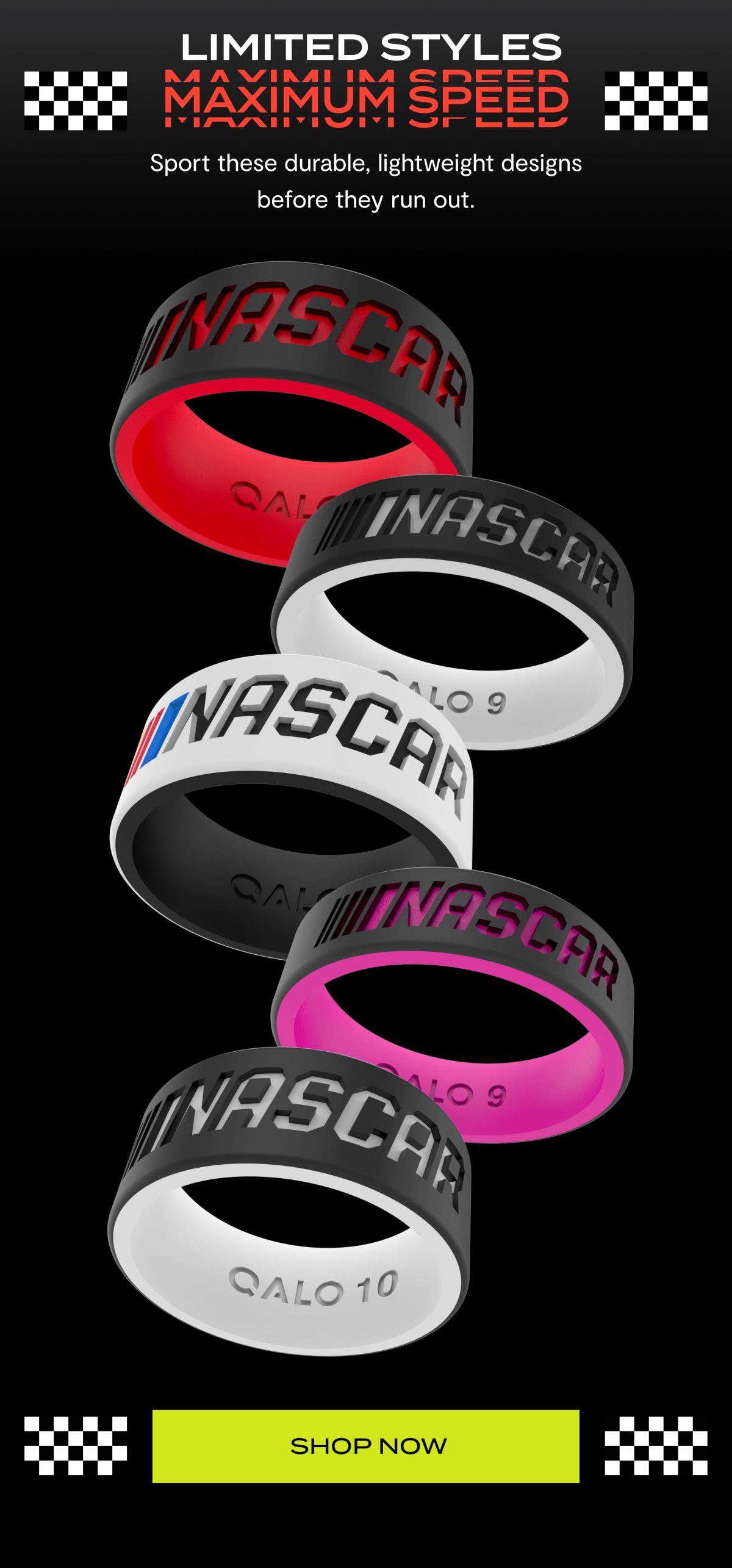 Limited styles | Maximum speed | Sport these durable, lightweight designs before they run out. | Shop now | NASCAR® is a registered trademark of the National Association for Stock Car Auto Racing, LLC. 