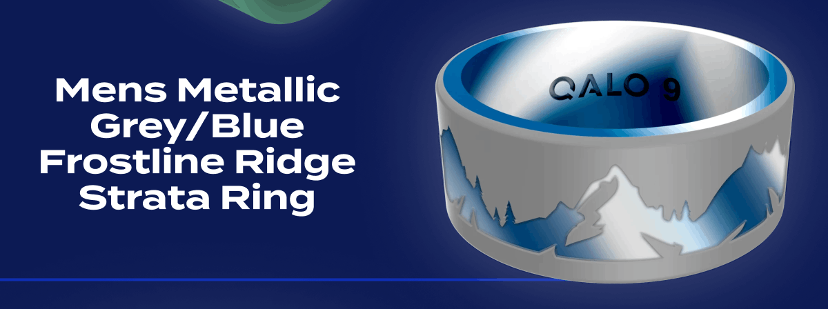 Mens Metallic Grey/Blue Frostline Ridge Strata Ring