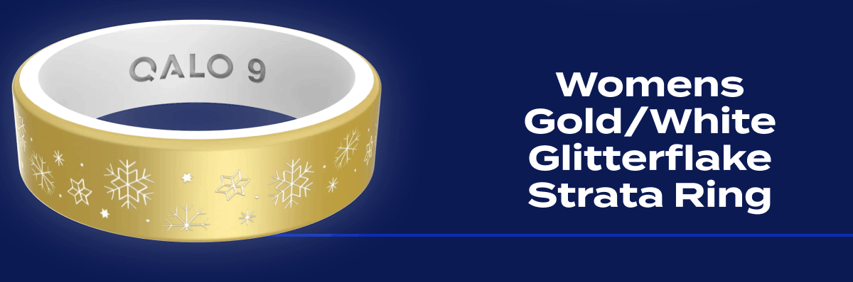 Womens Gold/White Glitterflake Strata Ring