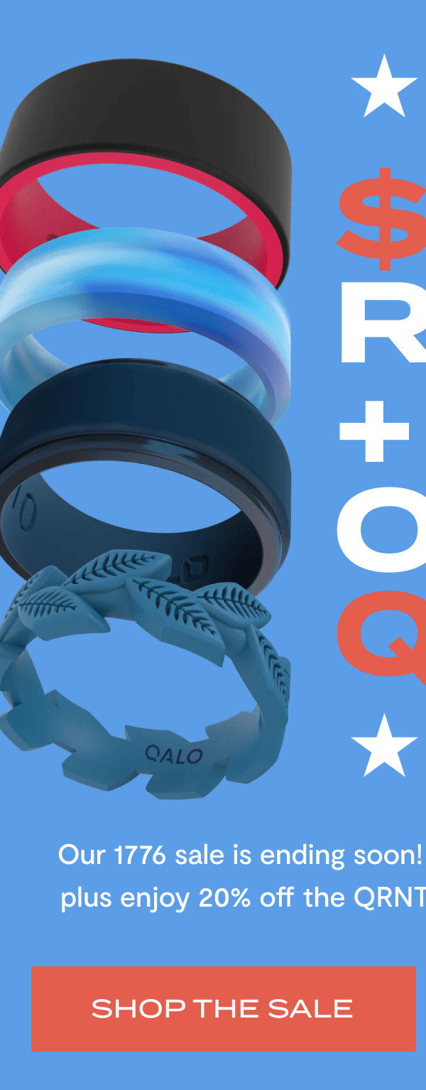 $17.76 Rings + 20% off QRNT | Our 1776 sale is ending soon! Explore $17.76 silicone rings- plus enjoy 20% off the QRNT ring (for the first time ever!) | Shop the sale 