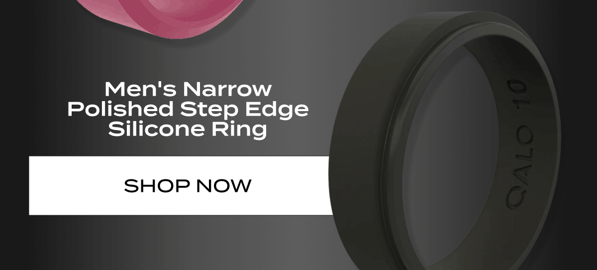 Men's Narrow Polished Step Edge Silicone Ring | Shop Now