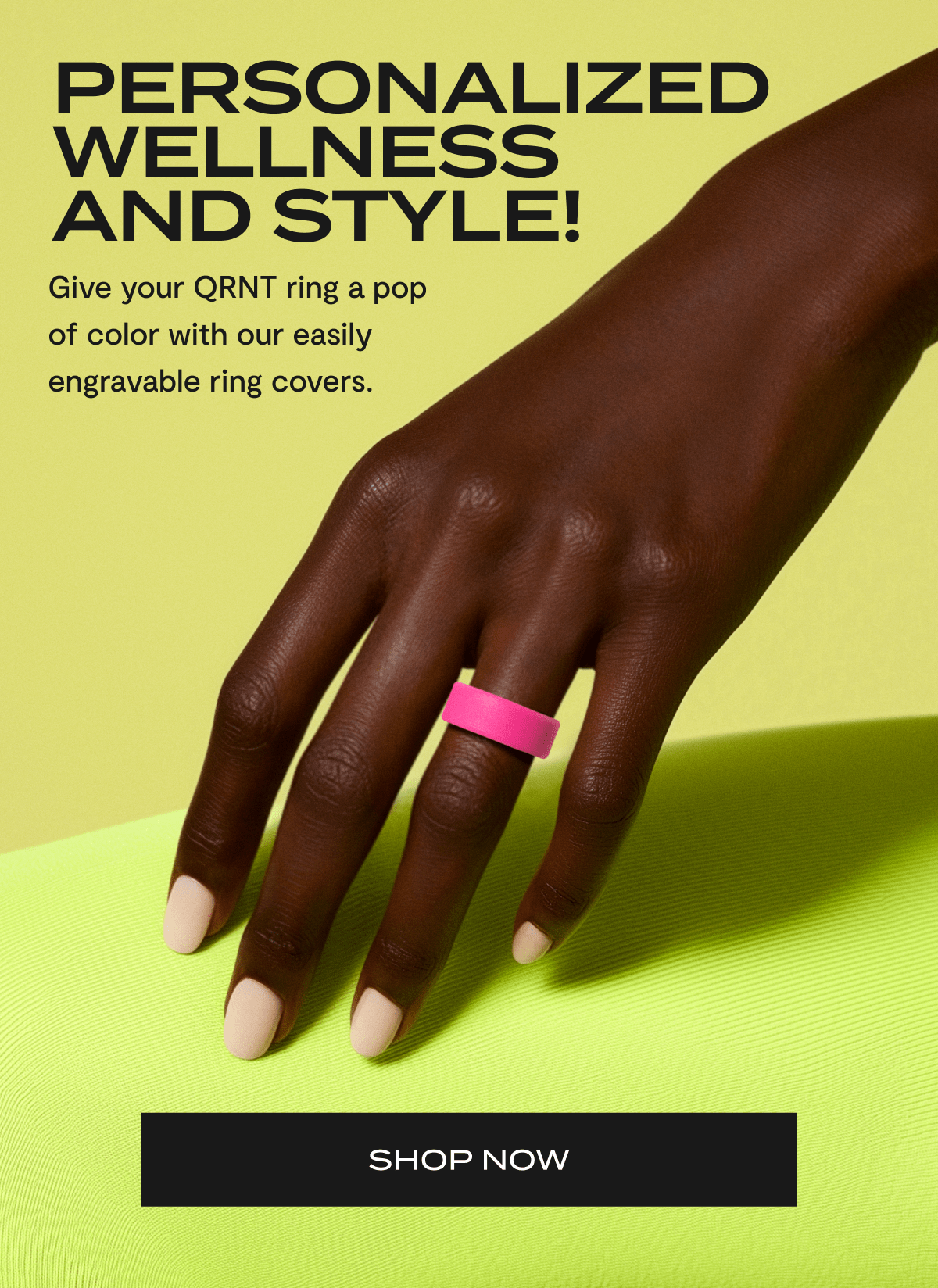 Personalized Wellness and Style| | Give your QRNT ring a pop of color with our easily engravable ring covers. | Shop Now