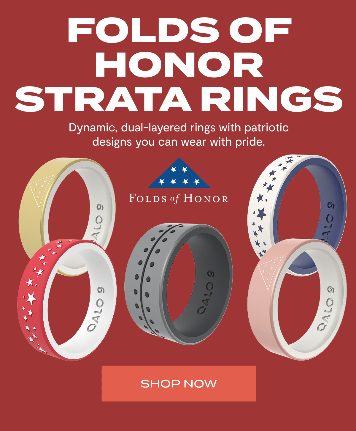 Folds of honor Strata Rings | Dynamic, dual-layered rings with patriotic designs you can wear with pride. | Shop Now