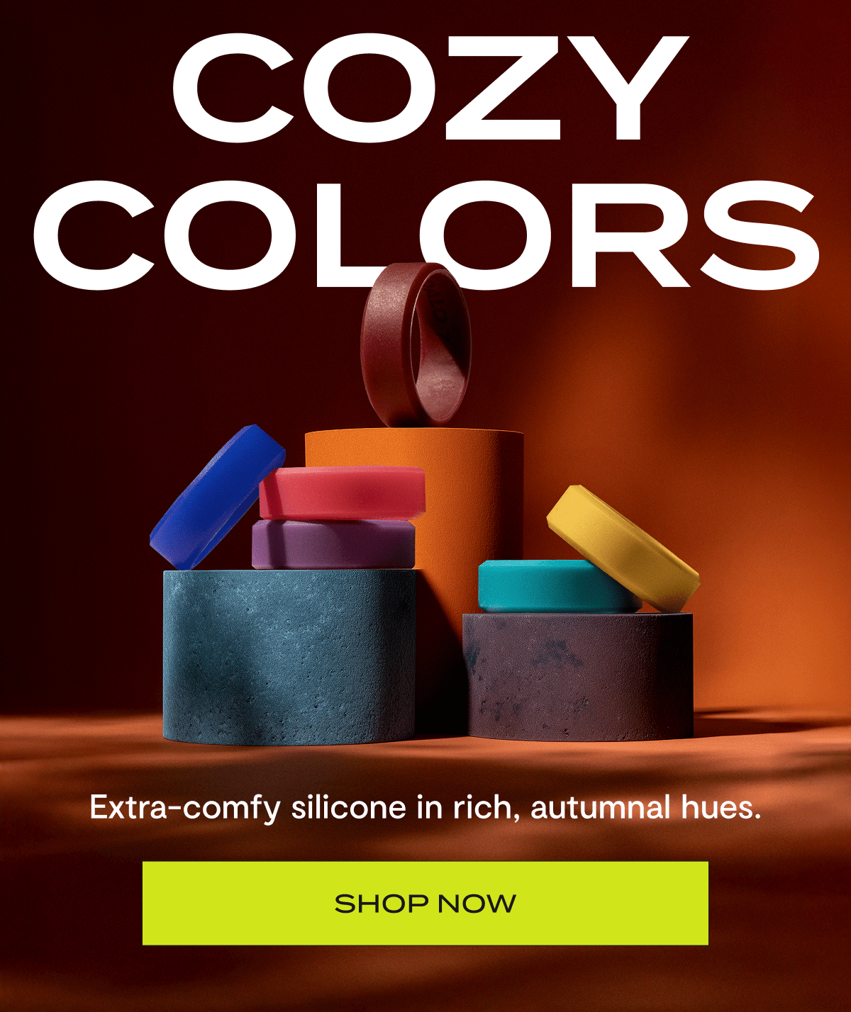 Cozy Colors | Extra-comfy silicone in rich, autumnal hues. | Shop Now