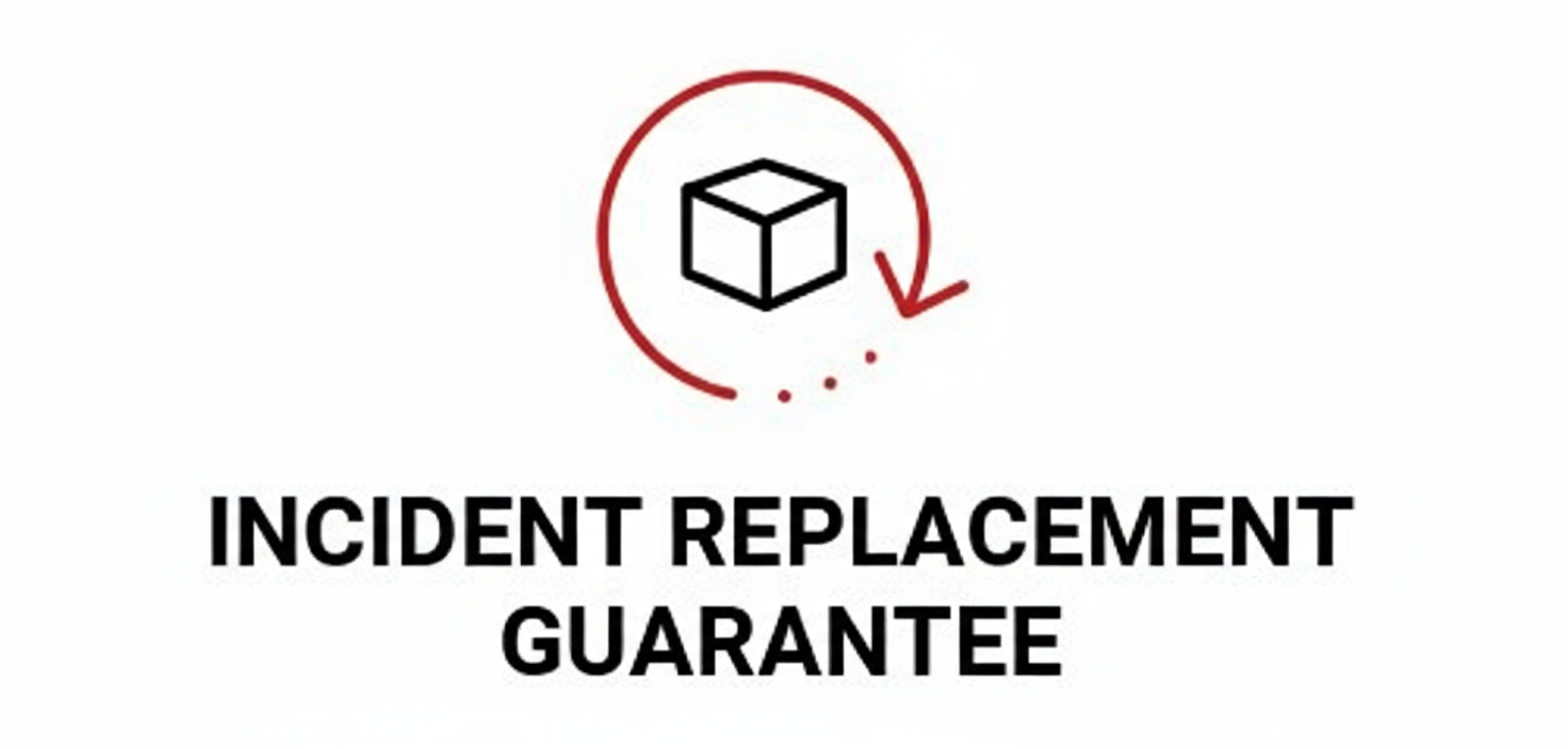 an image of a sign that says incident replacement guarantee an image of a sign that says incident replacement guarantee