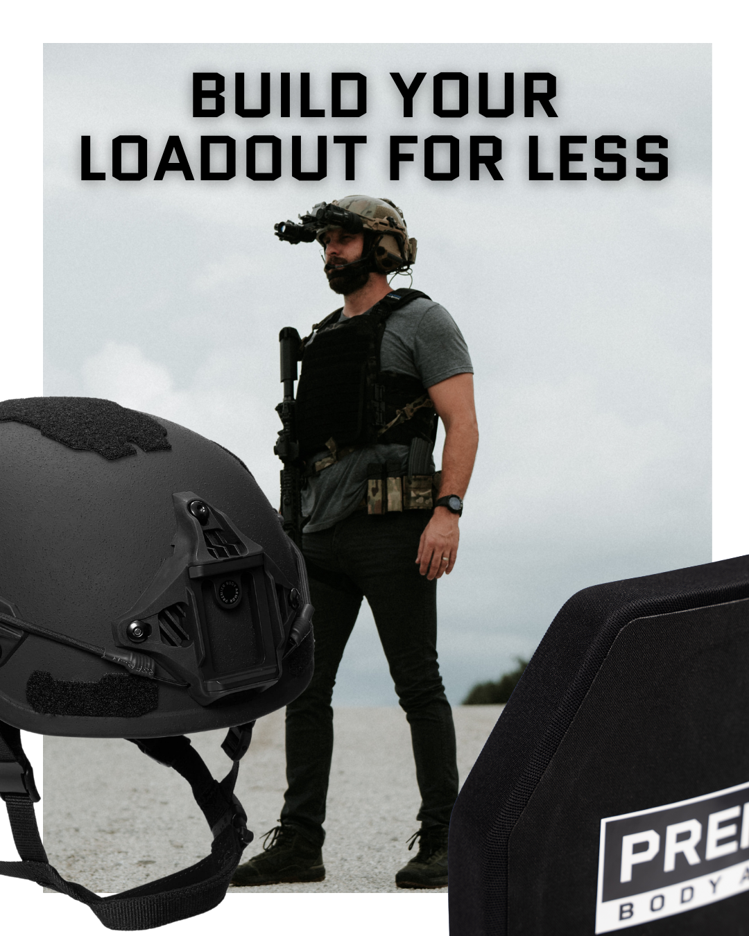 Fortis Ballistic Helmet on operator with NVG/light in mountain terrain with close up detail product shot