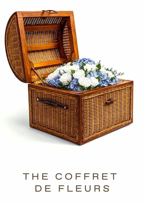 Wicker Trunk with Hydrangea & Roses