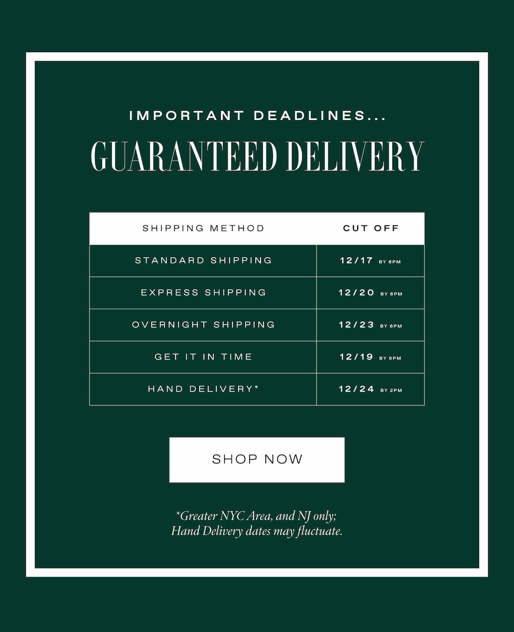 GUARANTEED DELIVERY