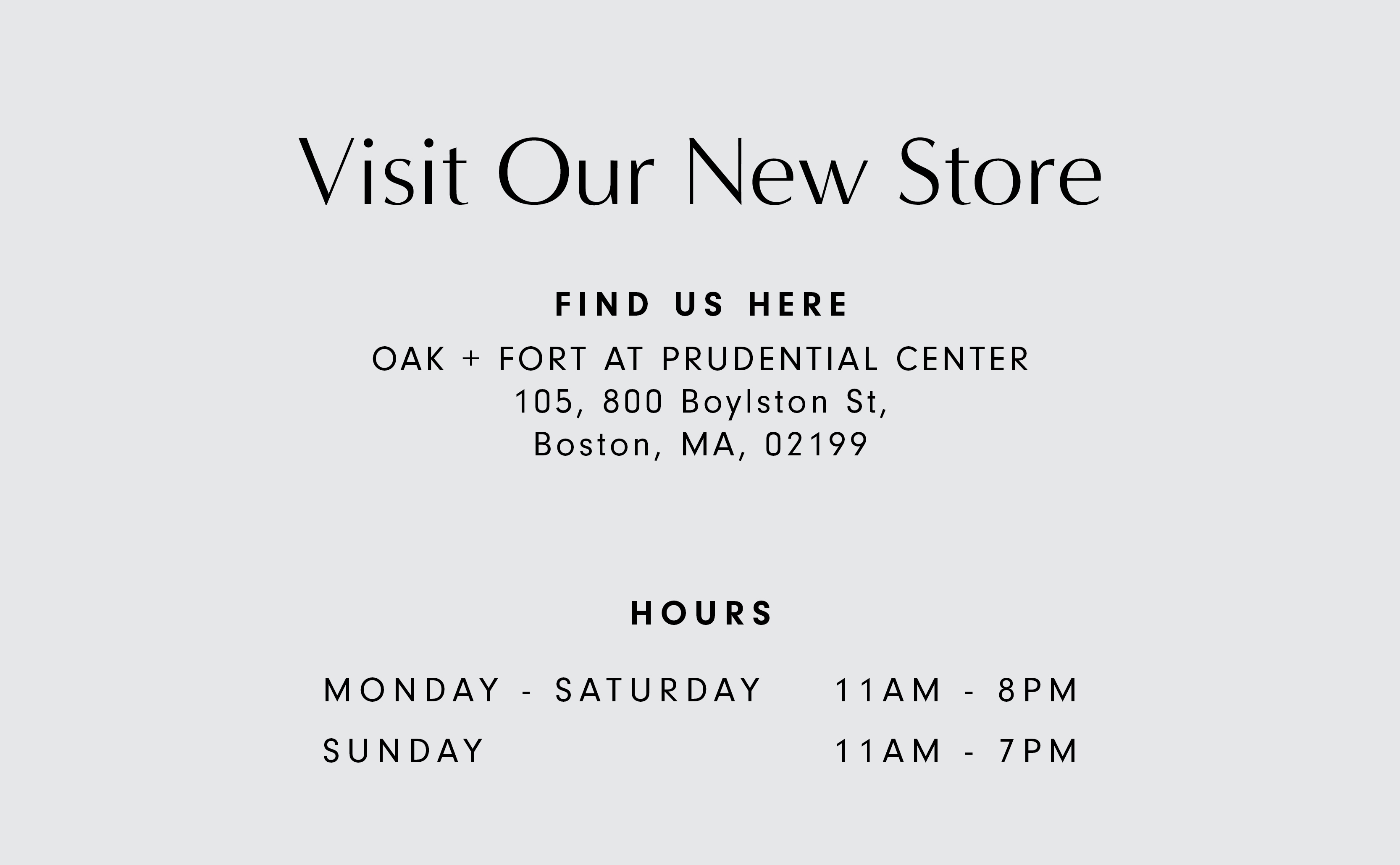 NEW LOCATION — Introducing Prudential Center Oak And Fort