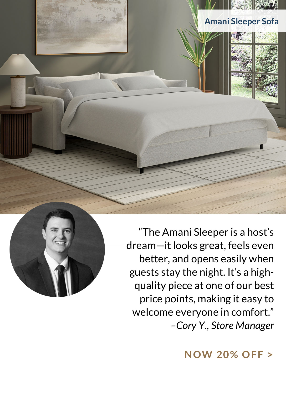 20% off Amani Sleeper Sofa