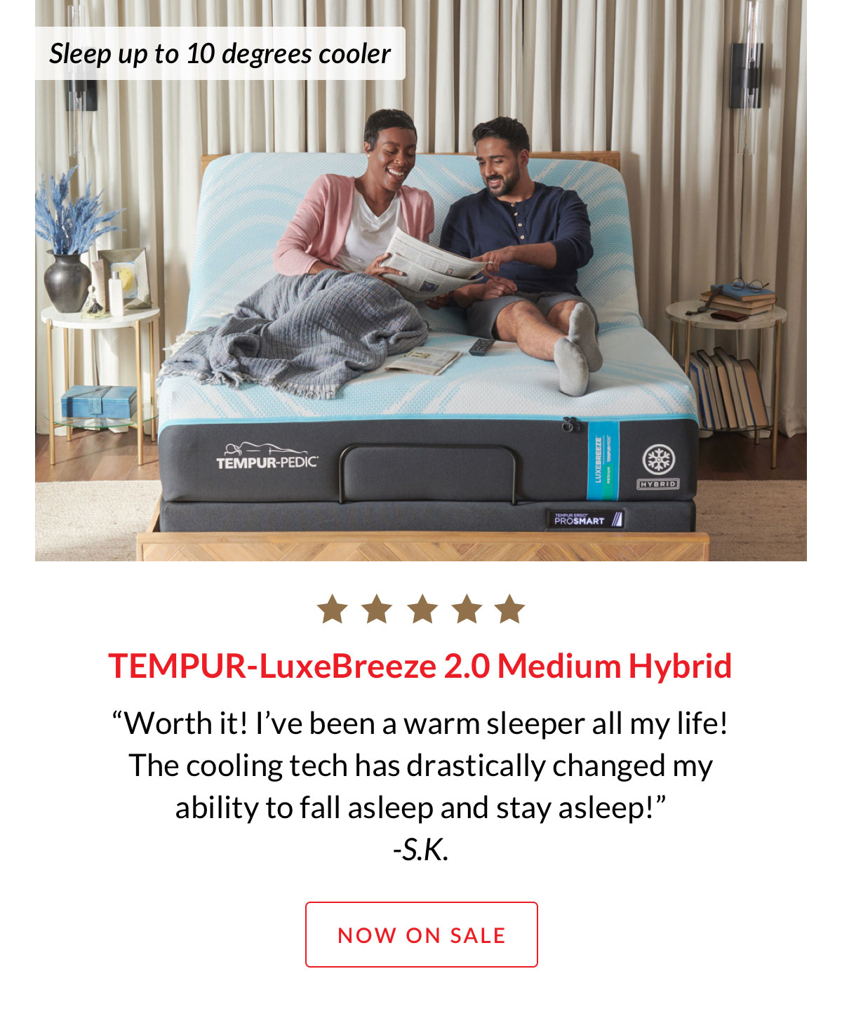 TEMPUR-LuxeBreeze 2.0 Medium Hyrbid - Now on Sale