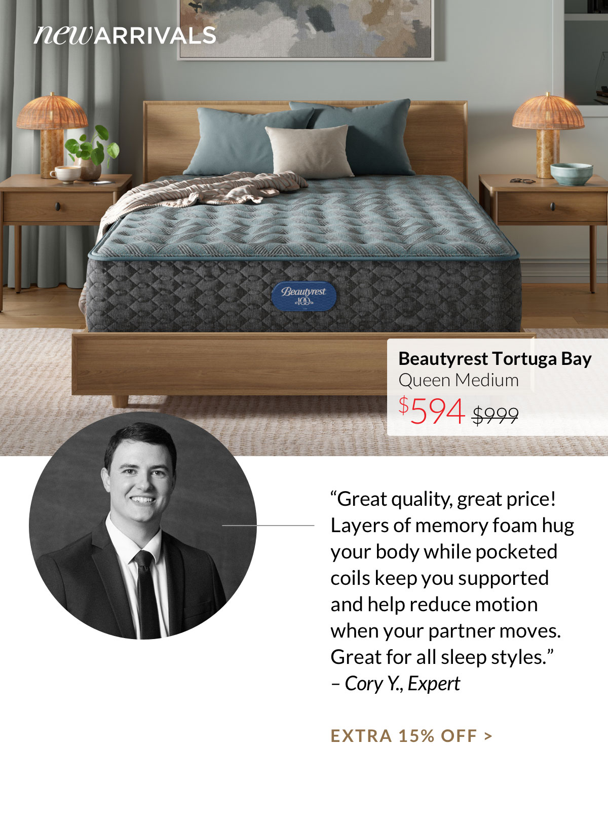 Beautyrest Tortuga Bay Queen Medium $594 was $999
