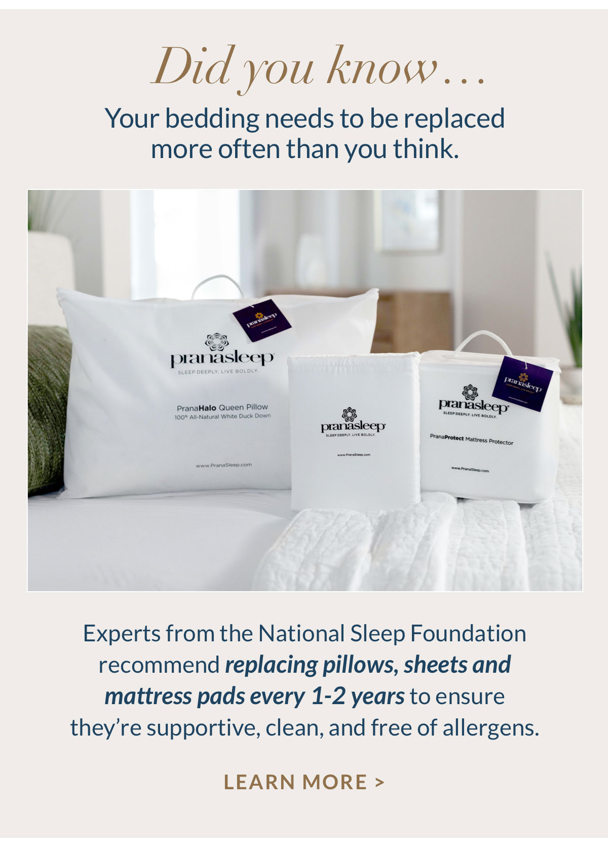 Did you know…Your bedding needs to be replaced more often than you think. 