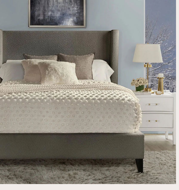 Angel Boucle Fabric Upholstered Bed Angel Boucle Fabric Upholstered Bed