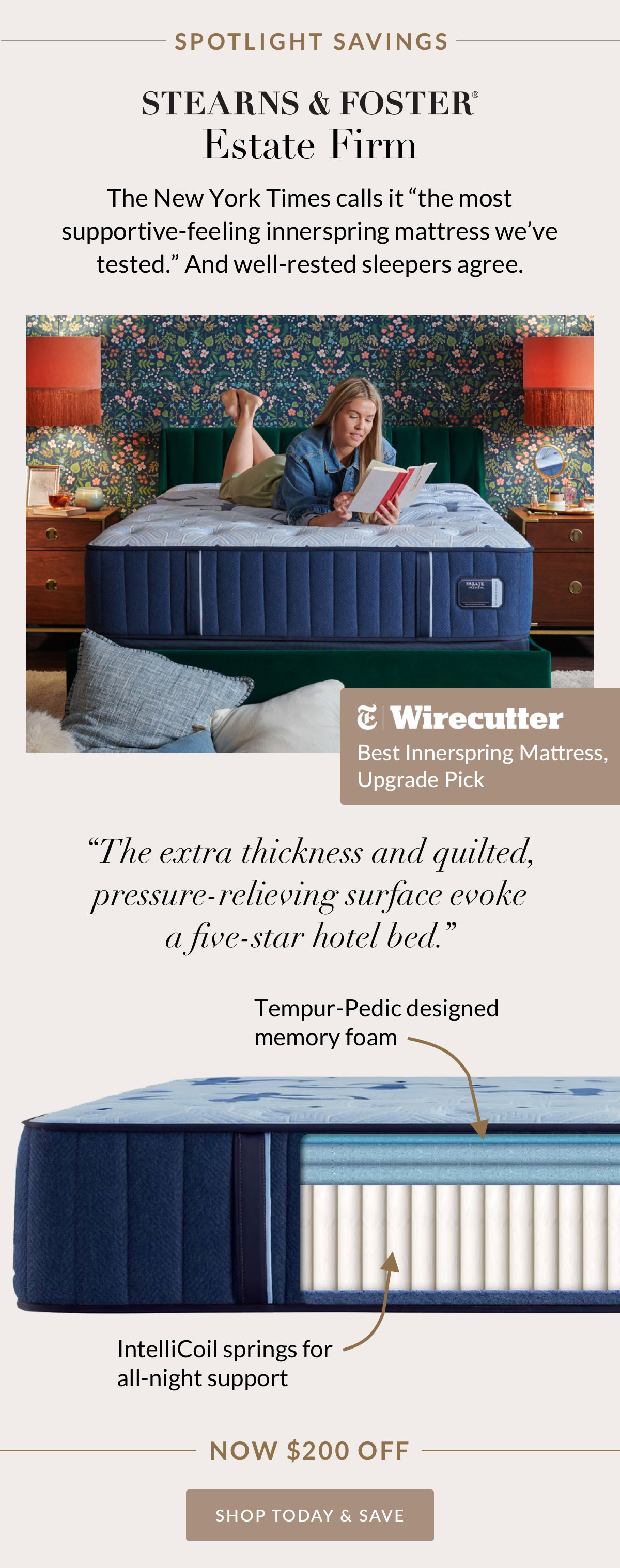 Stearns & Foster Estate Firm - Now $200 off Stearns & Foster Estate Firm - Now $200 off