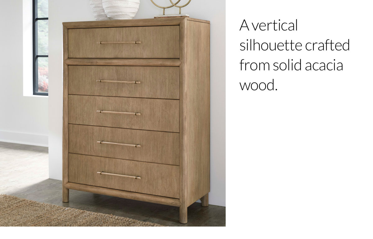 Dorsey Chest - A vertical silhouette crafted from solid acacia wood. Dorsey Chest - A vertical silhouette crafted from solid acacia wood.