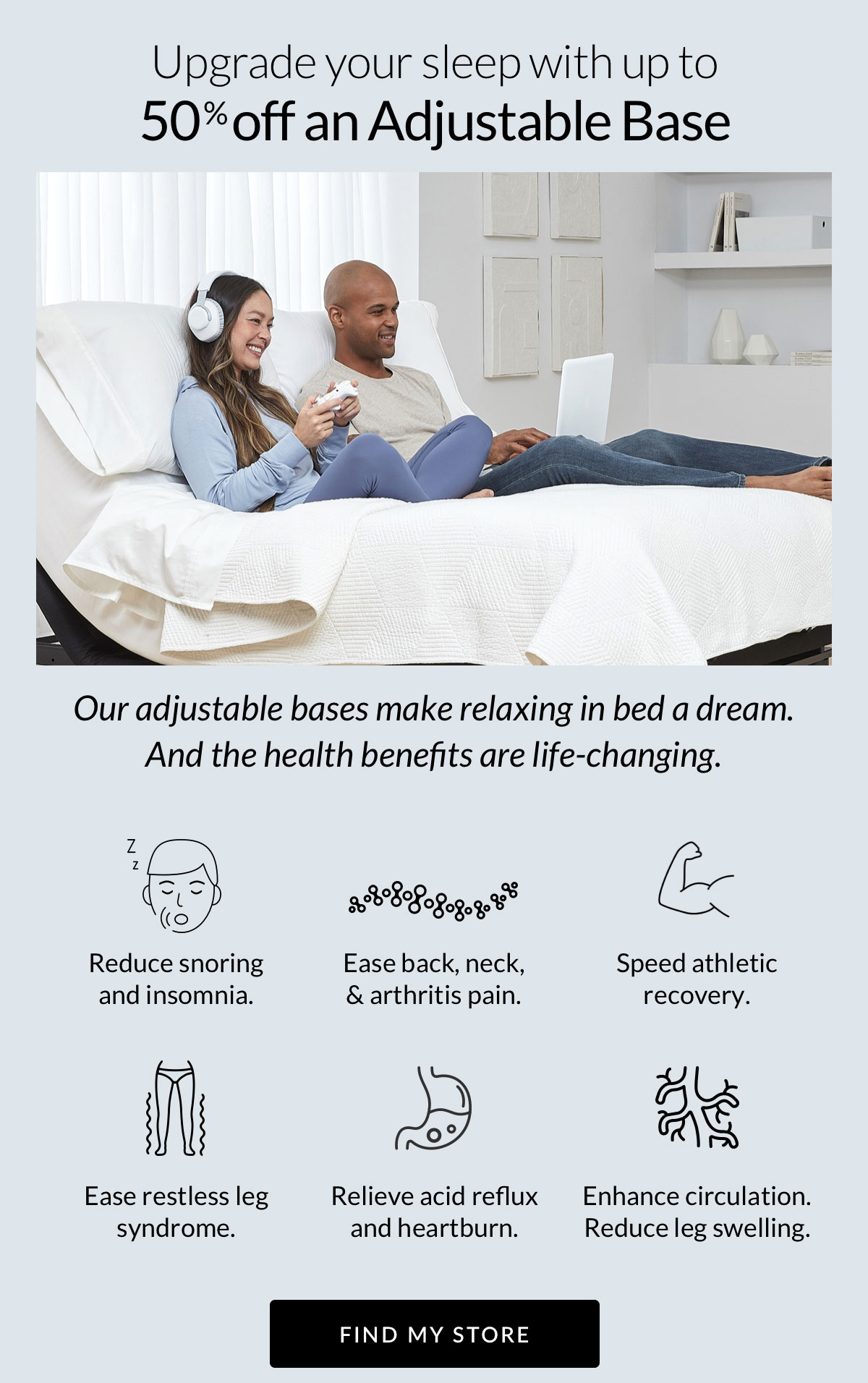 Upgrade your sleep with up to 50% off an Adjustable Base 