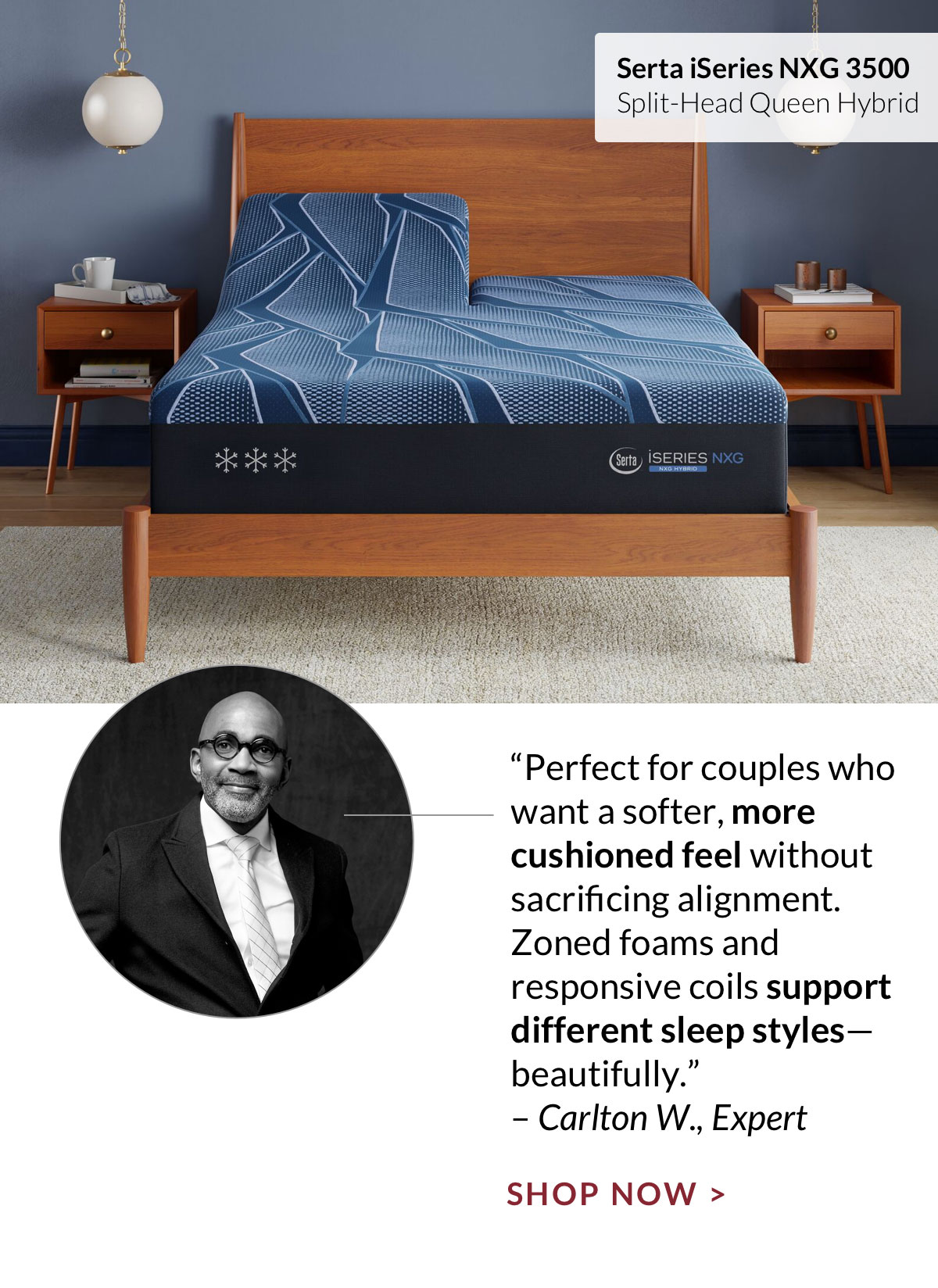 Shop Serta iSeries NXG 3500 Split-Head Queen Hybrid