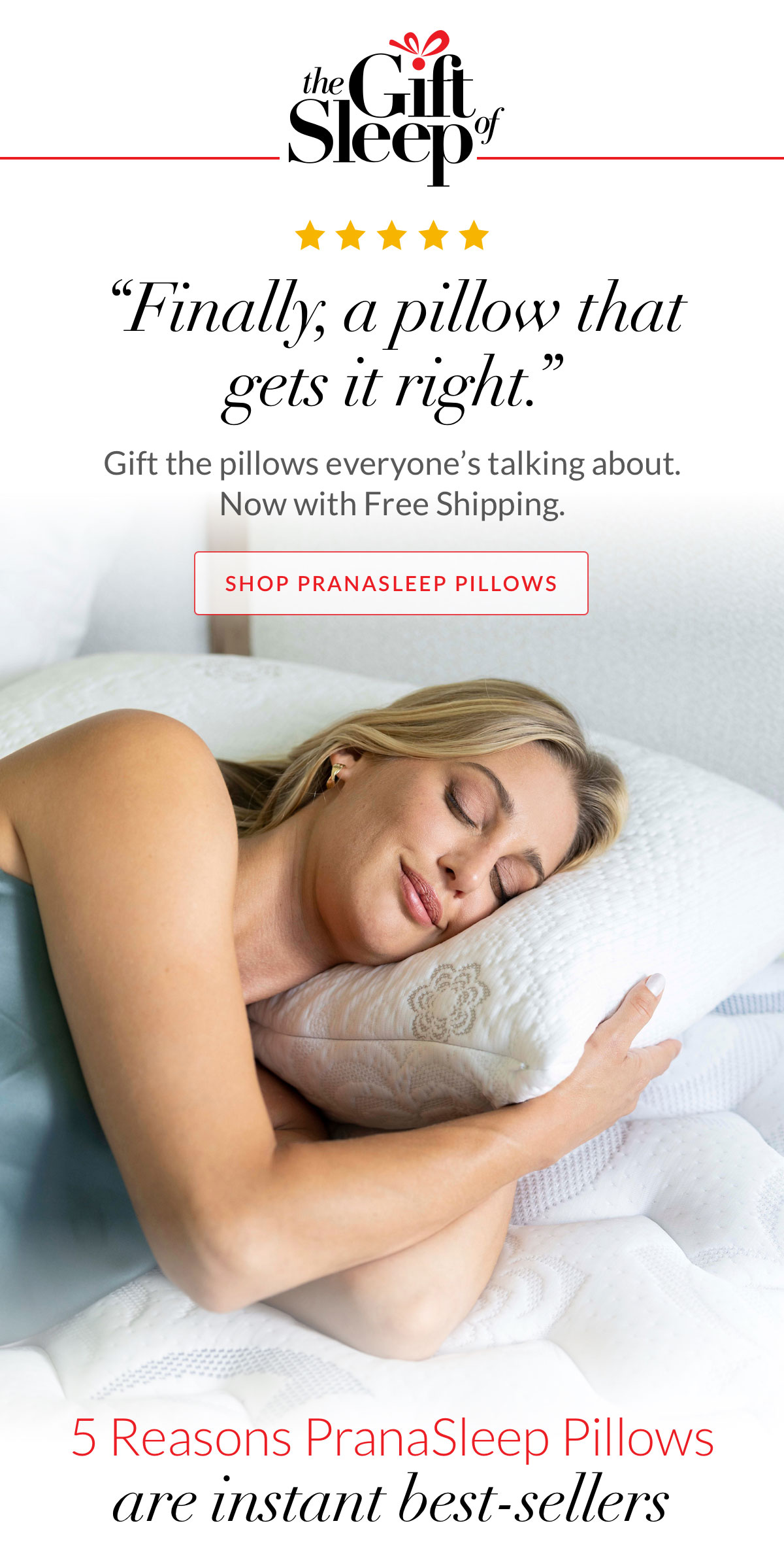 “Finally, a pillow that gets it right.” Gift the pillows everyone’s talking about. Now with Free Shipping.