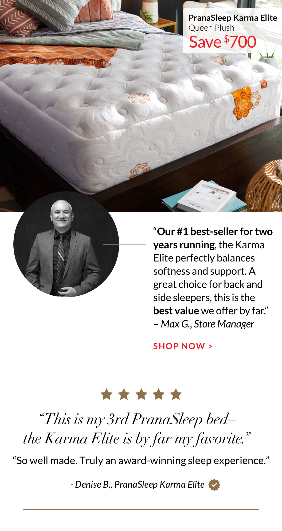 Shop PranaSleep Karma Elite Queen Plush 