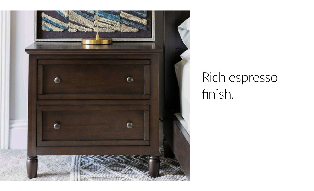 Nightstand in a rich espresso finish.  