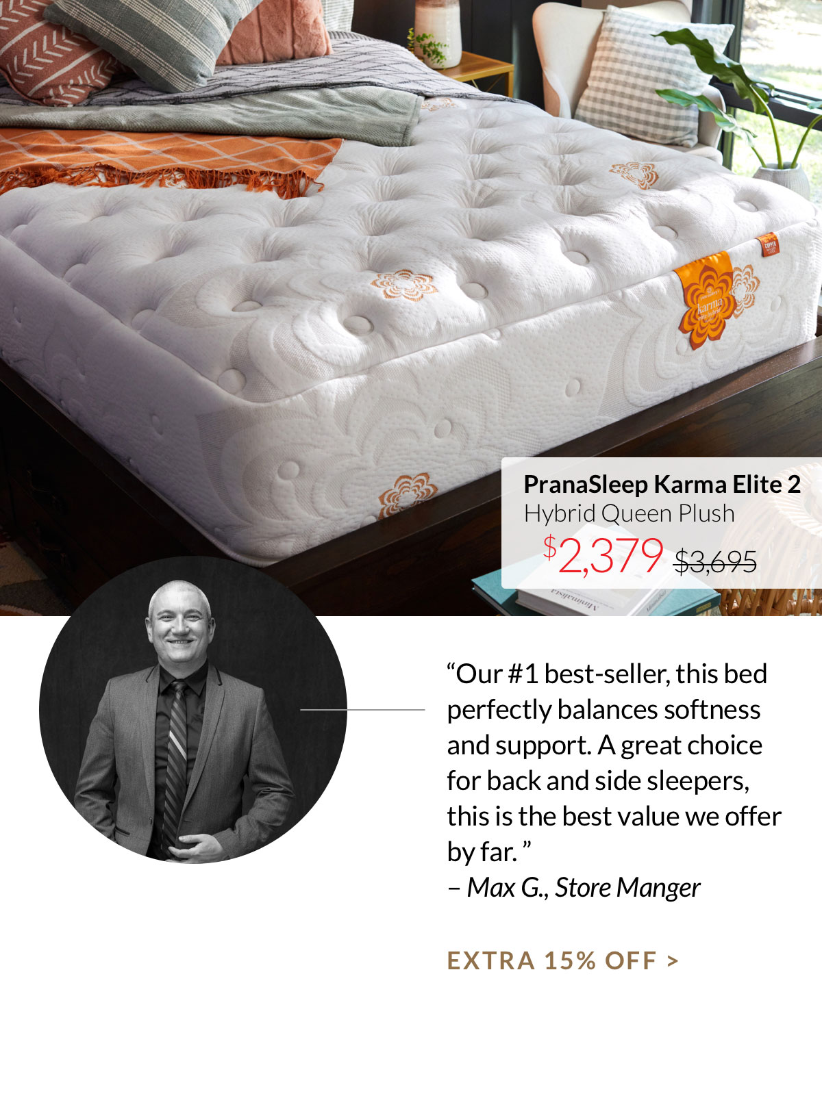 PranaSleep Karma Elite 2 Hybrid Queen Plush $2,379 was $3,696