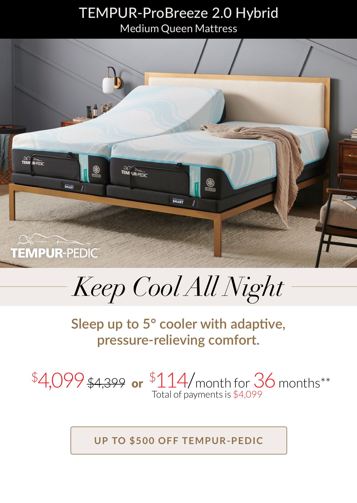 Shop TEMPUR-ProBreeze 2.0 Hybrid Medium Queen Mattress