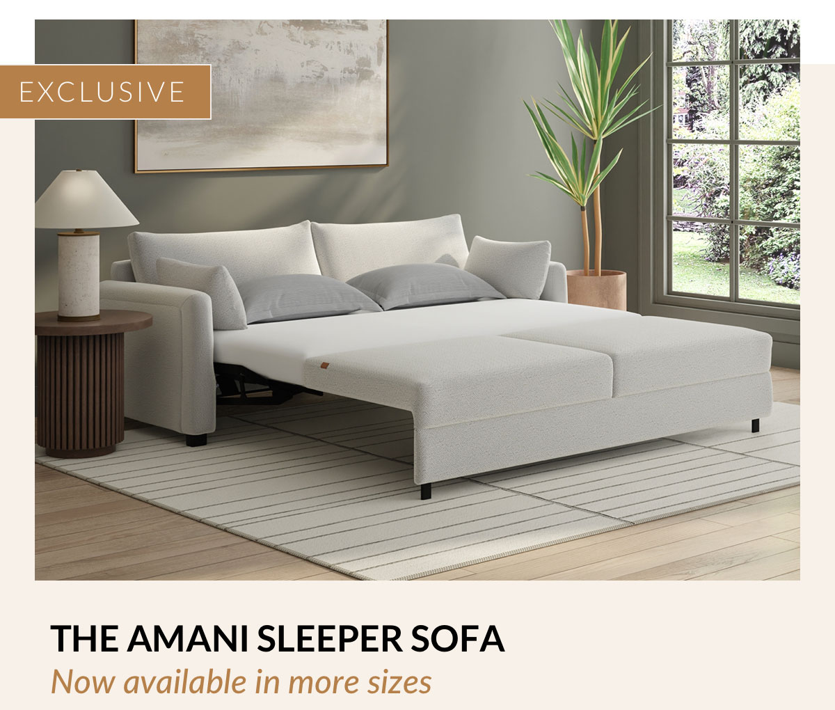 The Amani Sleeper Sofa - Now available in more sizes 