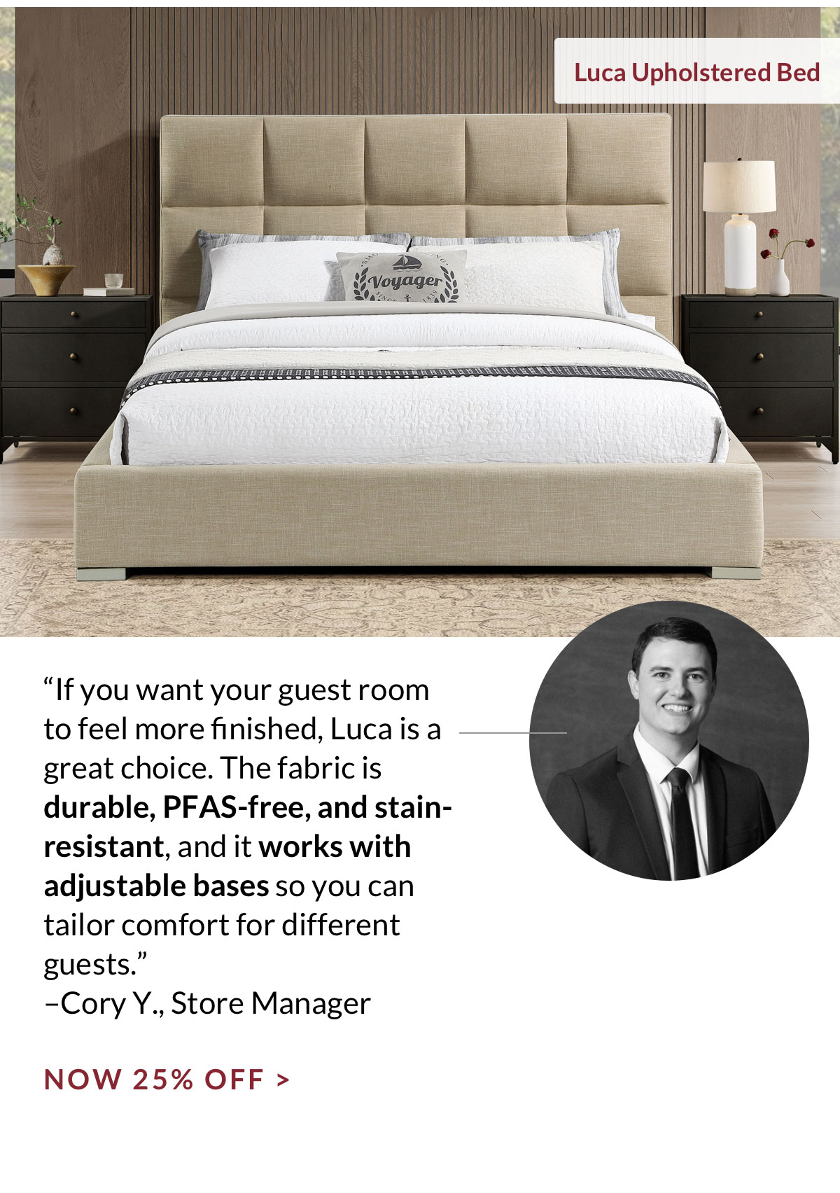 25% off Luca Upholstered Bed