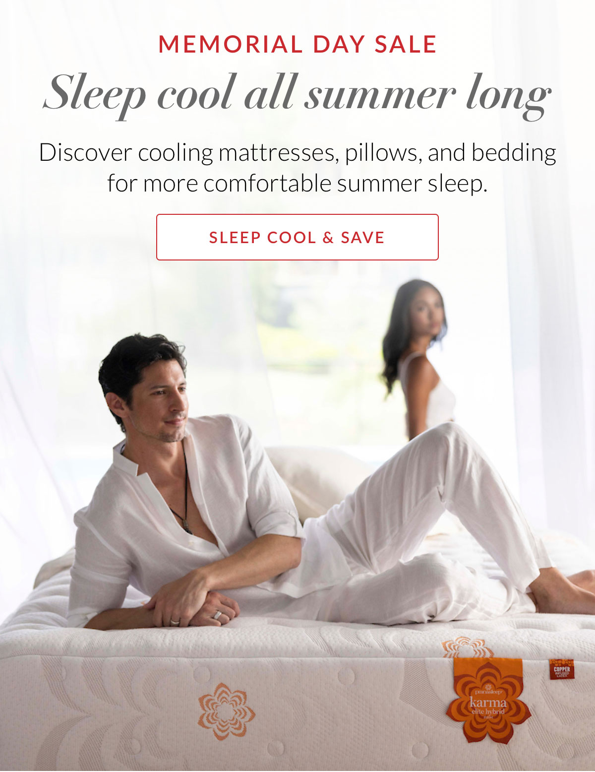 Warmer days. Cooler nights. Discover cooling mattresses, pillows, and bedding for more comfortable summer sleep.