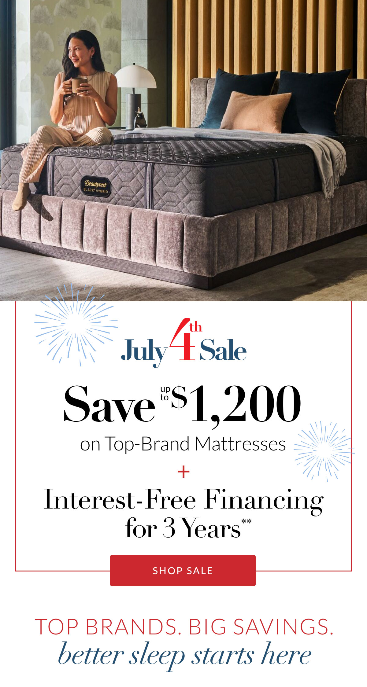 Save up to $1,200 on Top-Brand Mattresses + Interesting-Free Financing for 3 Years**