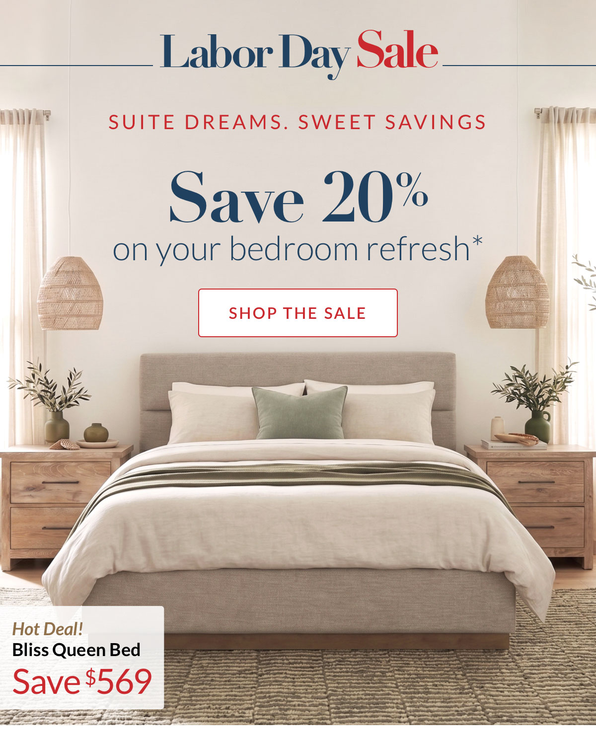 Save 20% on your bedroom refresh - Shop the Sale