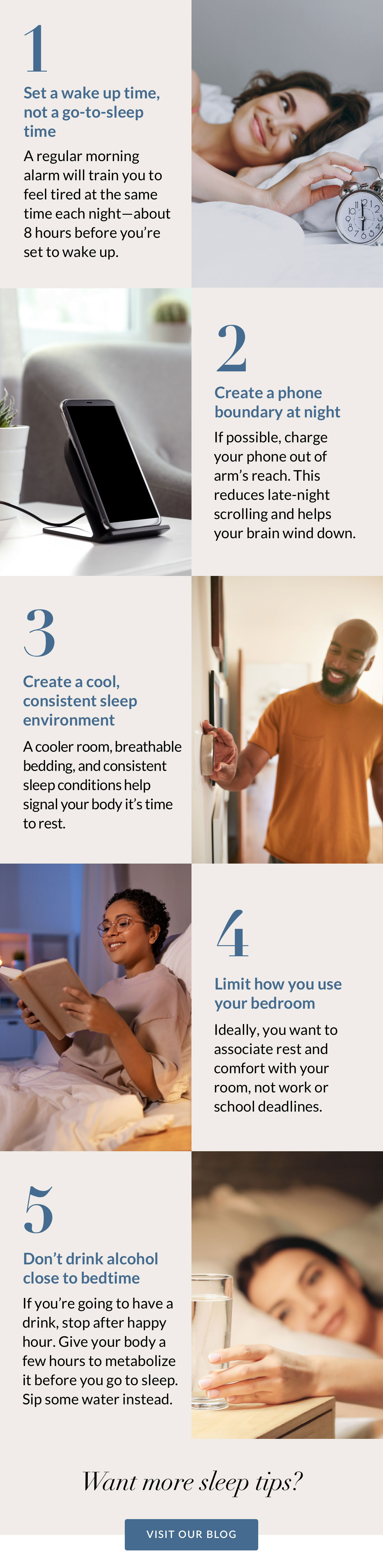 5 simple tips from sleep doctors to help you get better rest. 