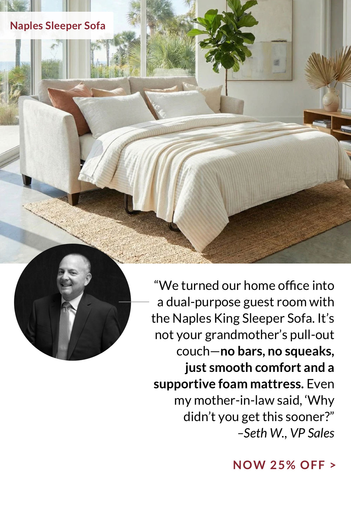 25% off Naples Sleeper Sofa